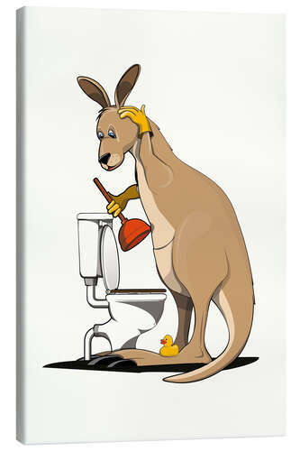 Canvas print Kangaroo Unblocking Toilet