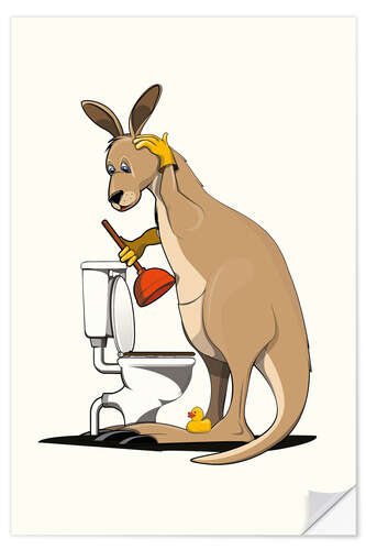 Sticker mural Kangaroo Unblocking Toilet