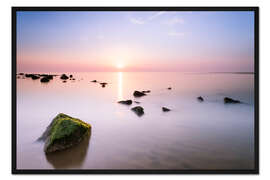 Gerahmter Kunstdruck Ruhiges Meer bei Sonnenuntergang