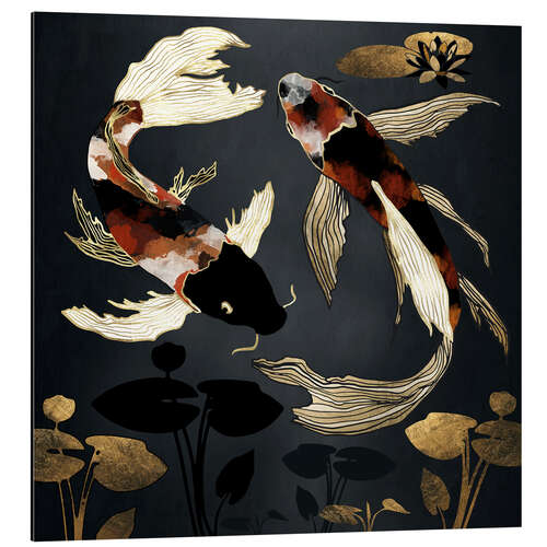 Aluminium print Metallic Koi IV