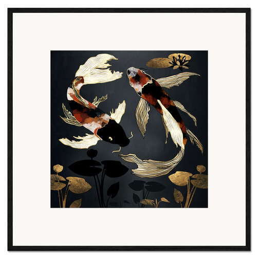 Ingelijste kunstdruk Metallic Koi IV