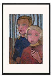 Gerahmter Kunstdruck Zwei Mädchen vor einer Birke, 1905