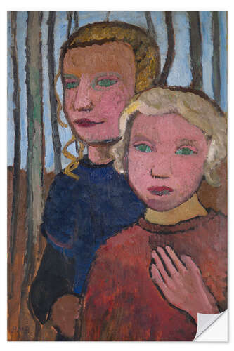 Naklejka na ścianę Two Girls in Front of Birch Trees, 1905