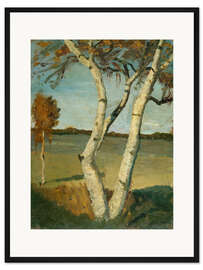 Gerahmter Kunstdruck Birkenbaum in einer Landschaft, 1899