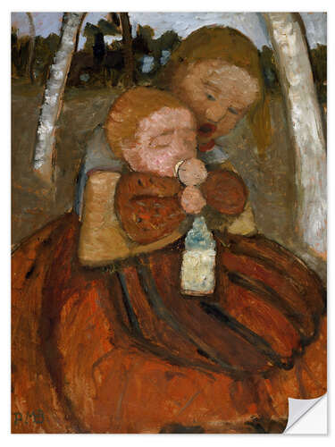 Naklejka na ścianę Girl With a Baby Among Birch Trees, 1905