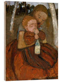 Wood print Girl With a Baby Among Birch Trees, 1905