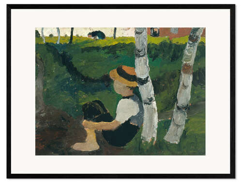 Kehystetty taidepainatus Boy on the Way Under Birch Trees, 1900