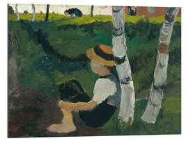 Magnettafel Junge auf dem Weg unter Birken, 1900