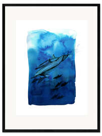 Framed art print Shoal of dolphins under water