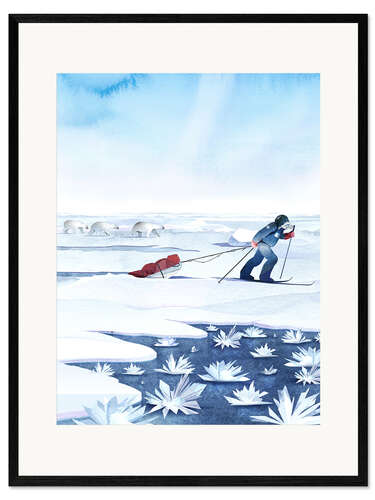 Framed art print With the sledge through the Arctic