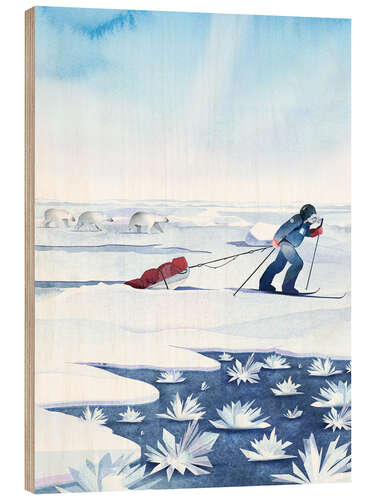 Wood print With the sledge through the Arctic