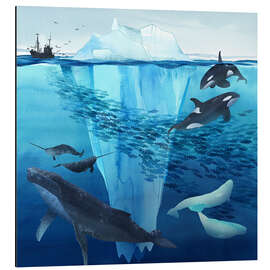 Magnettafel Wale und Eisberg im Arktischen Meer