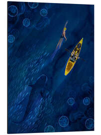 Magnettafel Schwimmerin, Kanu und Wal