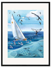Framed art print Sailboat in the polluted sea
