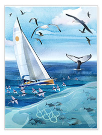 Wandbild  Segelboot auf dem verschmutzten Meer - Chellie Carroll