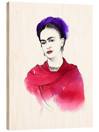 Wood print Frida Kahlo Portrait