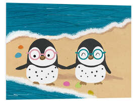Hartschaumbild Brillenpinguine am Strand - Julia Reyelt