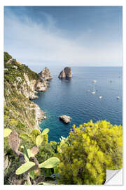 Selvklebende plakat Faraglioni Felsen an der Küste von Capri