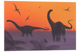 Foam board print Apatosaurs in the sunset