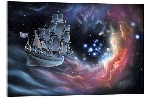 Tableau en verre acrylique Galleon amongst the stars