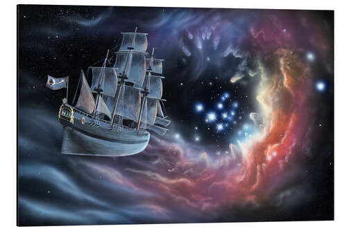 Aluminiumsbilde Galleon amongst the stars
