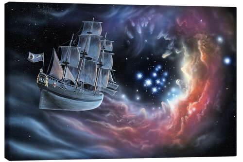 Canvas print Galleon amongst the stars