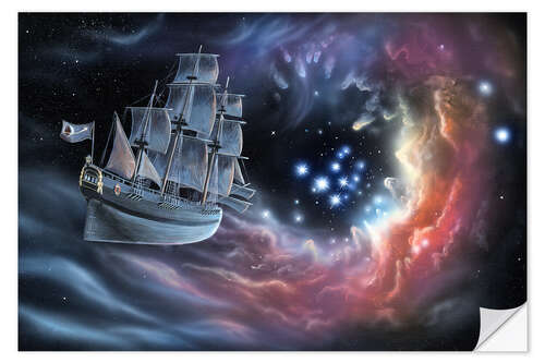 Wall sticker Galleon amongst the stars