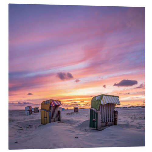 Acrylic print Sunset on the North Sea beach