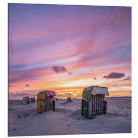 Aluminium print Sunset on the North Sea beach