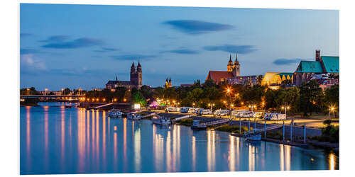 Foam board print Skyline Magdeburg at night