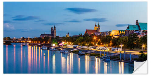 Adesivo murale Skyline Magdeburg at night