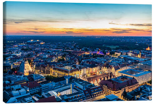 Canvas print Center of Leipzig at night