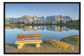 Gerahmter Kunstdruck Lieblingsplatzl mit Blick zum Wilden Kaiser in Tirol