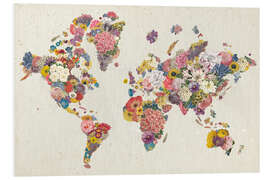 Foam board print Blooming world map