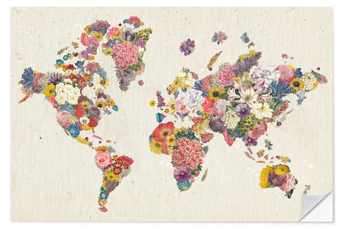 Sisustustarra Blooming world map