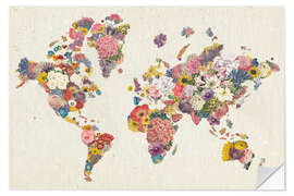 Vinilo para la pared Blooming world map