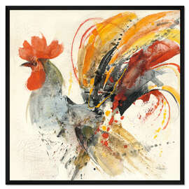 Gerahmter Kunstdruck Festlicher Hahn abstrakt