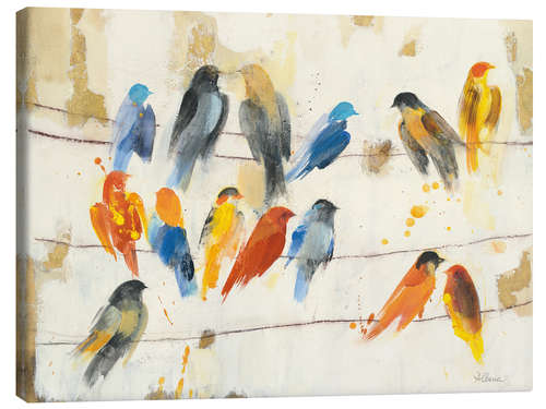 Canvas-taulu Pretty Coluorful Birds On a Leash