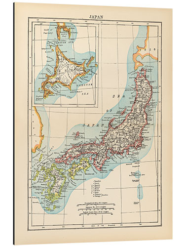 Aluminium print Map of Japan