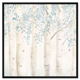 Gerahmter Kunstdruck Birkenstämme im Morgenlicht I