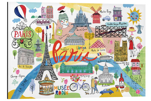 Aluminium print Paris Map