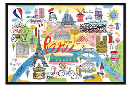 Gerahmter Kunstdruck Paris Karte