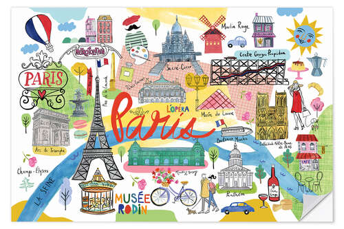 Selvklebende plakat Paris Map