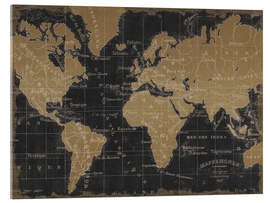 Acrylic print Vintage World Map Black Gold