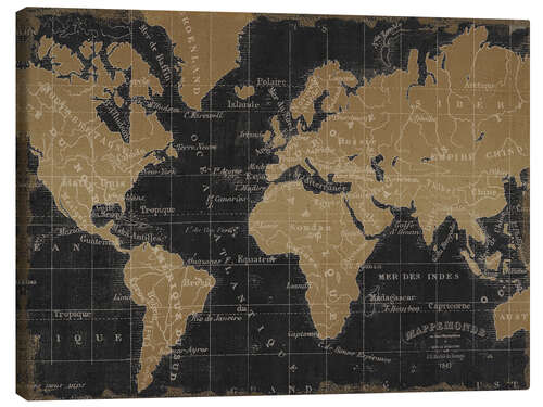 Canvas print Vintage World Map Black Gold