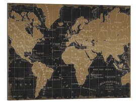 Galleritryk Vintage World Map Black Gold