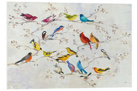 Foam board print Colourful birds on branches