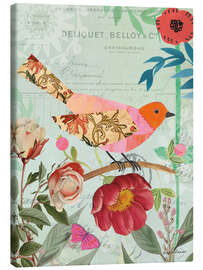 Canvas print Paper bird with flowers