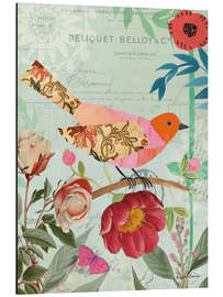 Magnettafel Papiervogel mit Blumen