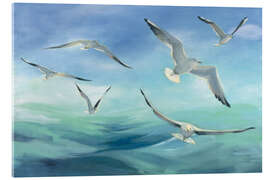 Akryylilasitaulu  Seagulls above the waves - Julia Purinton